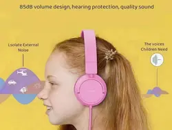 هدفون سیمی جویروم Joyroom Kids wired headphones JR-HC1 (صورتی)