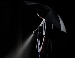 چتر اتوماتیک چراغ قوه دار شیائومی مدل 90 fun (دسته طوسی) - شمرون شاپ