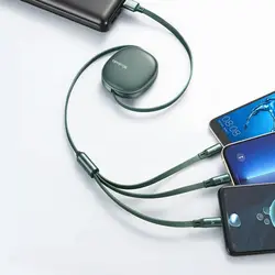 کابل 3 سر 66 واتی شارژ سریع و انتقال دیتا مک دودو Mcdodo CA-120 3-in-1 Retractable 6A Super Fast Charging Data Cable (بنفش) - شمرون شاپ