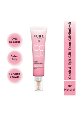 سی سی کرم Spf50 Pa+++ طبیعی 30 میلی لیتر پیور بیوتی Pure Beauty