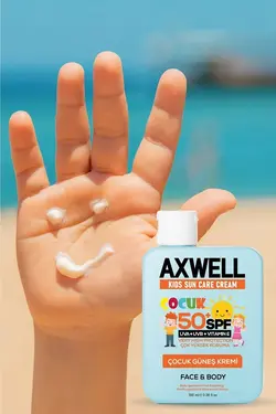 کرم ضد آفتاب کودکان با محافظت بسیار بالا ویتامین E با Spf 50 حجم ۱۰۰ میل اکس‌ول AXWELL