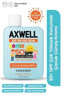 کرم ضد آفتاب کودکان با محافظت بسیار بالا ویتامین E با Spf 50 حجم ۱۰۰ میل اکس‌ول AXWELL