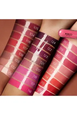 رژ لب مایع به همراه برق لب رنگ رزی بژ شماره 102  کیکو KIKO