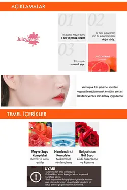 رژگونه مایع مرطوب کننده طبیعی Juicy Pang رنگ Water Blusher شماره PK04 میشا Missha