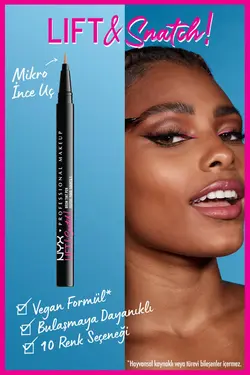 قلم هاشور ابرو Lift & Snatch Eyebrow Tint Pen رنگ 10-black حجم 1 میل نیکس NYX