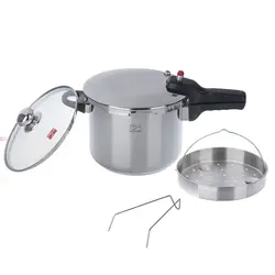 زودپز پارس استیل گنجایش 4.5 لیتر با درب پیرکس و سبد