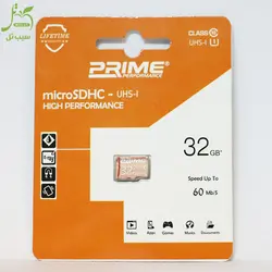 کارت حافظه پرایم microSDHC کلاس ۱۰ ظرفیت ۳۲ گیگابایت