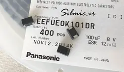 خازن پلیمر جامد 330 میکرو فاراد 3.15 ولت Panasonic سری LX از نوع SP-CAP