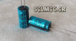 خازن 100 میکرو فاراد 63 ولت ژاپنی Rubycon سری RX30 با رنج دمایی 130 درجه