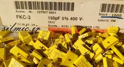 خازن 150 پیکو فاراد 400 ولت WIMA سری FKC3 از نوع پلی کربنات و های فرکانسی