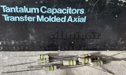 خازن تانتال 150 نانو فاراد 35 ولت اکسیال ساخت PIHER اسپانیا سری MOLDED AXIAL