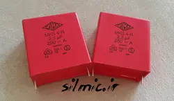 خازن 2.2 میکرو فاراد 250 ولت AC ساخت WIMA آلمان سری MKS4 با ضریب امنیت X2