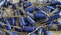 خازن آدیو 10 میکرو فاراد 50 ولت ژاپنی ELNA مدل استاندارد blue robe سری RE3