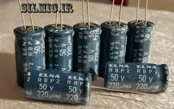 خازن بی پلار 220 میکرو فاراد 50 ولت الکترولیتی سریRBP2(R2B) گرید صوتی النا