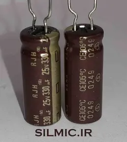 خازن ژاپنی النا 330 میکرو فاراد 25 ولت مخصوص آدیو سری RJH با امپدانس بسیار پایین