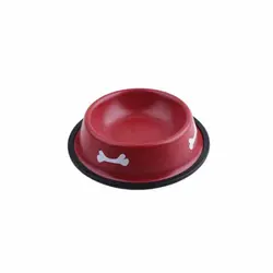 ظرف غذا و آب استیل رنگی، طرح استخوان، مناسب سگ و گربه، سایز بندی