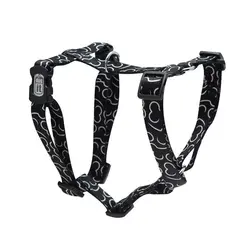 قلاده تنی سگ به همراه بند قلاده، طرح استخوان، مشکی، سایز M، برند داگیت