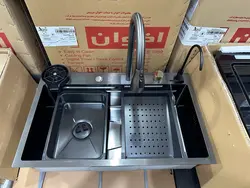 سینک آبشاری مشکی نانو HUADIAO