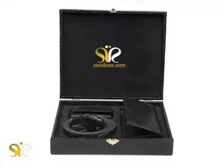 ست کیف پول و کمربند مردانه مدل پاریس