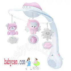 آویز تخت بلو باکس infantino  سفید صورتی   3 حالته موزیکال و پرژکتور و چرخشی و چراغ خواب بلو باکس bluebox 3 in 1 Projector Musical Mobile