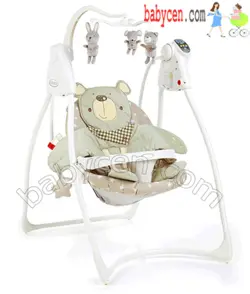 تاب گراکو برقی و باطری موزیکال با تنظیم سرعت 6 حالته و خواب کامل گراکو طرح خرس تدی کرم رنگ graco bear&amp;friend