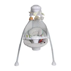 تاب و گهواره برقی پیرگاردین چرخشی به طرفین و موزیکال با اویز عروسکی بالای سر نوزاد رنگ طوسی  pierre cardin