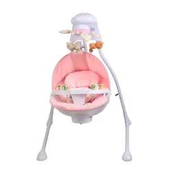 تاب و گهواره برقی پیرگاردین چرخشی به طرفین با اویز عروسکی موزیکال  رنگ صورتی pierrecardin