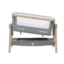 تخت کنار مادر کیکابو مدل نانا رنگ طوسی طرح چوب  kikkaboo nanna/ grey