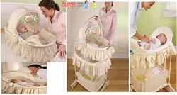 تخت نوزادی 2 کاره چرخدار موزیکال چراغدار با دستگاه ویبراتور و تنظیم ارتفاع و دارای تشک تعویض  و قابلیت تبدیل به ساک حمل  رنگ کرم فرست ییرز      The First Years Baby Bassinet