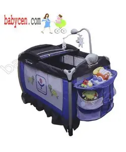 تخت و پارک گهواره شونده موزیکال چراغدار  ویبراتور با سبد کامل اسباب بازی و سایه بان -رنگ مشکی  Baby Luxe