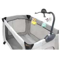 تخت و پارک گهواره شو بیبی فور لایف المان با جای تعویض و اویز تخت موزیکال چراغدار رنگ طوسی   baby 4 life  p130