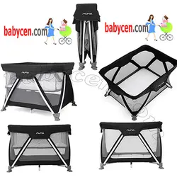 تخت و پارک نونا مدل سنا رنگ سورمه ای +تشک تعویض مشکی نونا Nuna Sena Travel Cot navy- بارنی