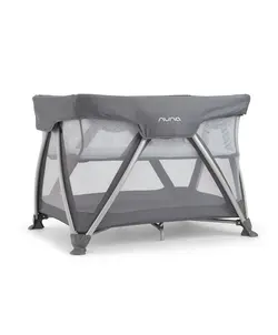 تخت و پارک نونا مدل سنا رنگ طوسی با تشک تعویض مشکی Nuna Sena Travel Cot Graphite - بارنی