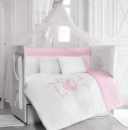 سرویس خواب پیرگاردین نوزادی سوپر لوکس میکروفایبر  9 تکه گارددار اصل ترکیه  پیرگاردین pierre cardin  مدل  pink for princess