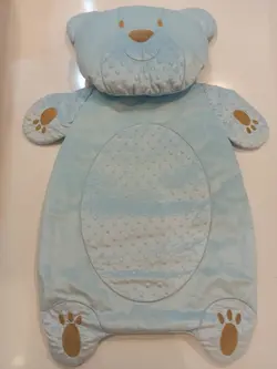 تشک و بالشت نوزادی 2 تکه عروسکی خرس ابی رنگ اورجینال ترکیه bibaby