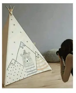 چادر بازی و چادر سرخپوستی با نقاشی خرسی و گارانتی تعویض-تحویل چادر از زمان خرید 25 روزه میباشد-