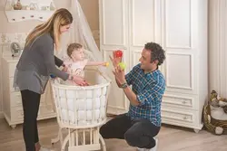 تخت و گهواره چوبی چیپولینو بیضی رنگ نچرال با سرویس خواب کامل ضدحساسیت  chipolino