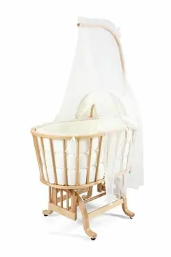 تخت و گهواره چوبی چیپولینو بیضی رنگ نچرال با سرویس خواب کامل ضدحساسیت  chipolino