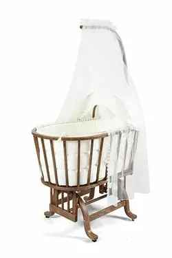 تخت و گهواره چوبی چیپولینو بیضی رنگ نچرال با سرویس خواب کامل ضدحساسیت  chipolino