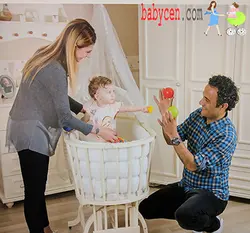 تخت و گهواره چوبی بیضی سفید رنگ چیپولینو با سرویس خواب کامل ضد حساسیت chipolino