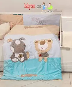 سرویس خواب 3تکه نوزادی پلی گرو Playgro Baby Bed Set Blue Bear Dog - بارنی