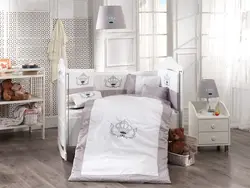 سرویس خواب 9 تکه مام شاپ نوزادی گارددار مام شاپ ترک رنگ طوسی تاج دخترانه MOMI SHOP