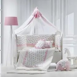 سرویس خواب مامی شاپ نوزاد نوجوان گارددار سفید صورتی فیل اصل ترکیه 9 تکه 90*135سانتیمتر  momi shop