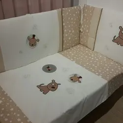 سرویس خواب نوزادی الدیانا  3 تکه لحاف و تشک و بالشت دم دستی سفید-نسکافه ای-Aldiana