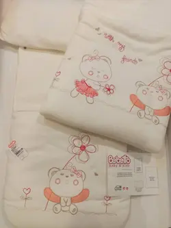 سرویس خواب نوزادی ببتو bebetto انتی باکتریال سه تکه دخترانه شامل تشکچه و بالشت و پتو  bebetto