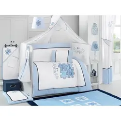 سرویس خواب نوزادی کیدبو kidboo گلد 9 تکه طرح پازل ابی -سفید Kidboo مدل puzzle