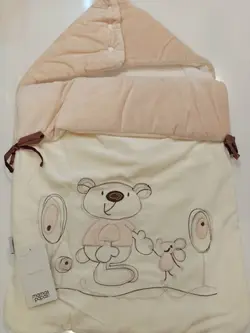 قنداق فرنگی نوزادی ماماس-پاپاس رنگ کرم- نسکافه ای  طرح خرس mamas&amp;papas