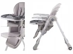 صندلی غذای کیندرکرافت المان با تنظیم ارتفاع و خواب کامل نوزادی و چرم طوسی  kinderkraft  baby high chair