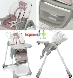 صندلی غذای فوپاپدرتی رنگ کرم طرح خرس با تنظیم ارتفاع و خواب کامل پشتی صندلی و تنظیم جلوی پای نوزاد و روکش قابل شستشو و ضد حساسیت جدید ایتالیا     foppapedretti / 2022 - بارنی