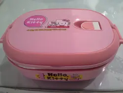 ظرف  دربدار  داخل  استیل با قاشق طرح  کیتی    HELLO KITTY
